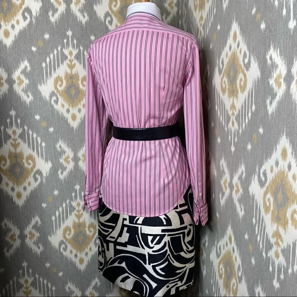 Ralph Lauren ~ Pink Shadow Stripe Polished Cotton Slim Fit Button Up Shirt - Picture 14 of 16
